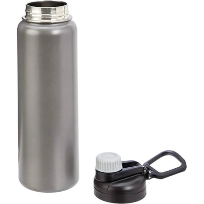 FreshH2OSource Large Stainless Steel Water Bottle with Spout Lid – 30oz, Gray