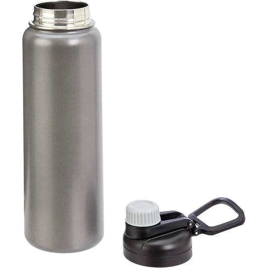 FreshH2OSource Large Stainless Steel Water Bottle with Spout Lid – 30oz, Gray