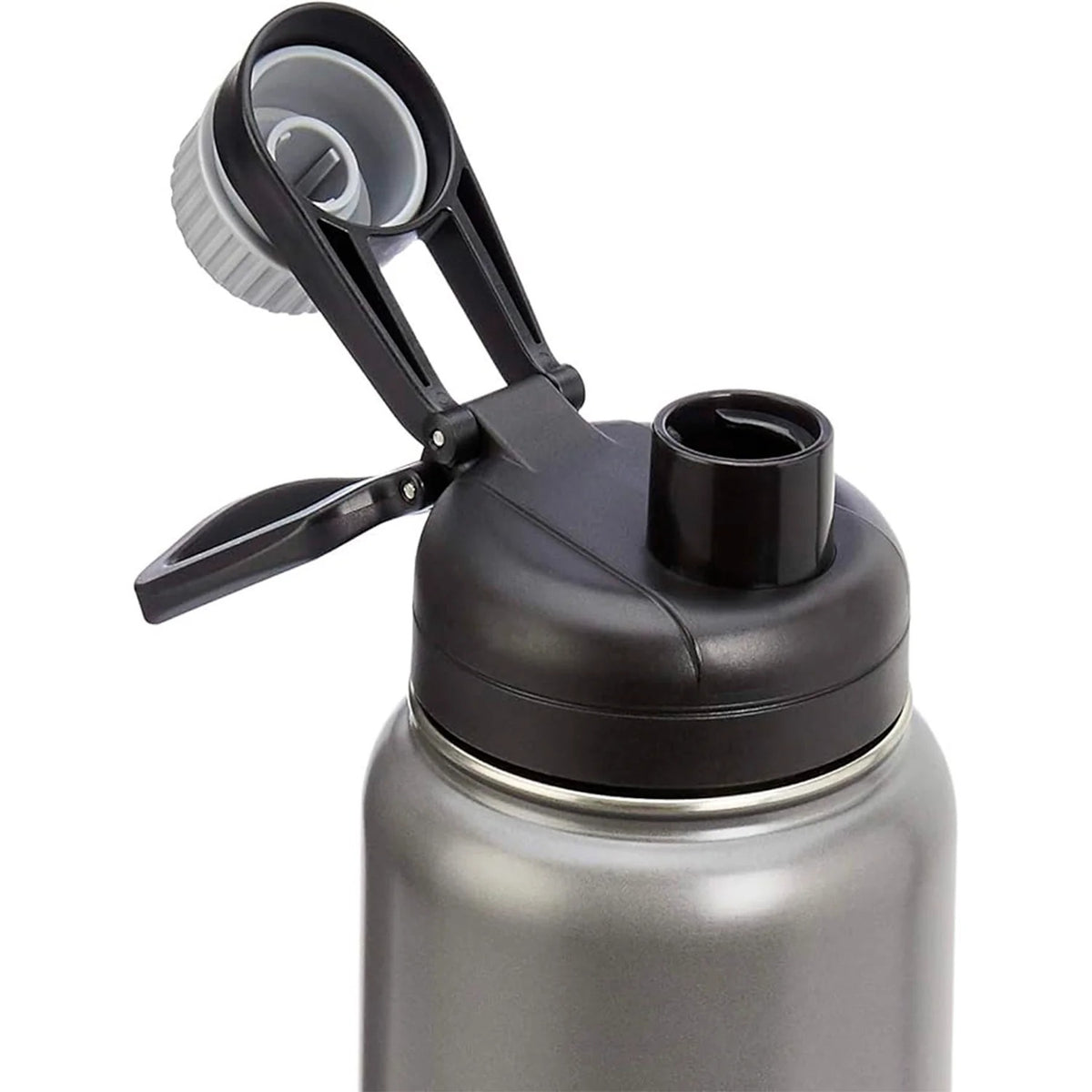 FreshH2OSource Large Stainless Steel Water Bottle with Spout Lid – 30oz, Gray