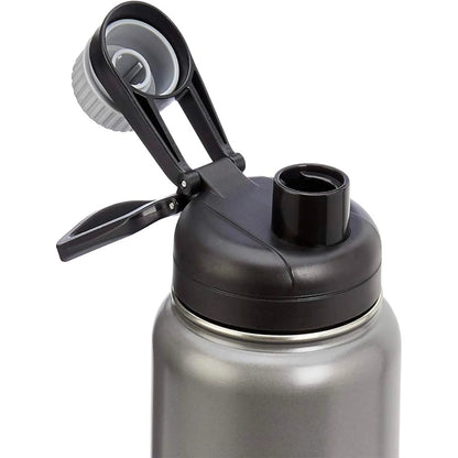 FreshH2OSource Large Stainless Steel Water Bottle with Spout Lid – 30oz, Gray