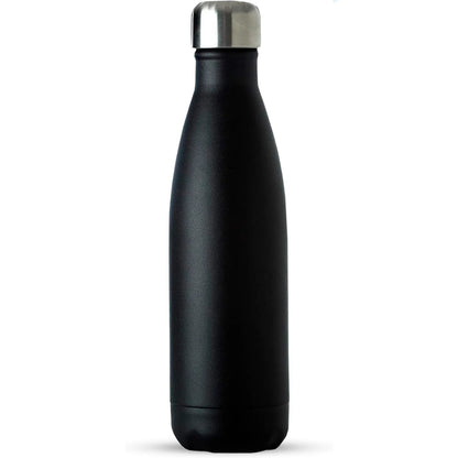 FreshH2OSource Triple-Wall Black Insulated Water Bottle – 17oz Stainless Steel, Leak-Proof, Cold 24H / Hot 12H