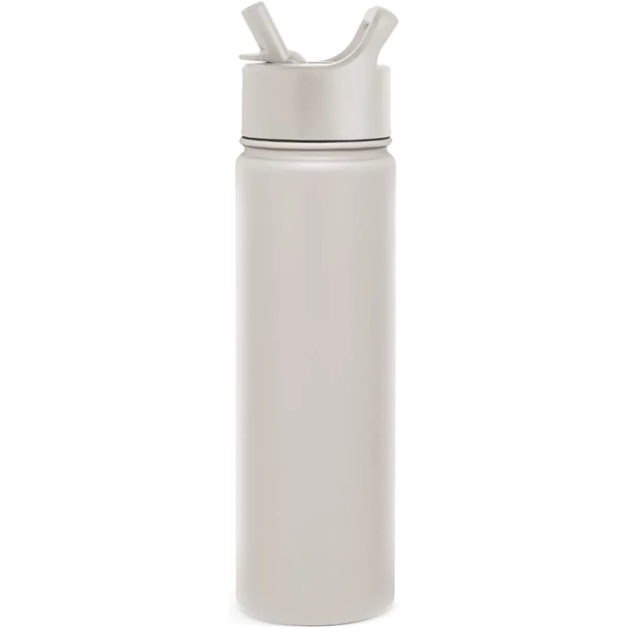 FreshH2OSource Almond Birch 22oz Insulated Water Bottle with Straw – BPA-Free, Leak-Proof, Stainless Steel