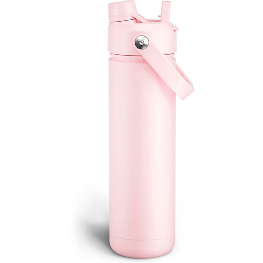 FreshH2OSource Encool Stainless Steel Insulated Water Bottle with Straw – 26oz, Cotton Candy