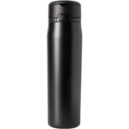 FreshH2OSource Mesa Loop Stainless Steel Water Bottle with Straw – 24oz Midnight Black, Cupholder Friendly