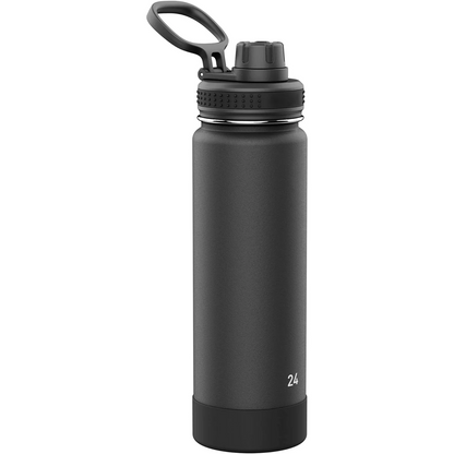 FreshH2OSource Actives Stainless Steel Insulated Water Bottle with Spout Lid – 24oz Onyx, Leak-Proof and Dishwasher Safe