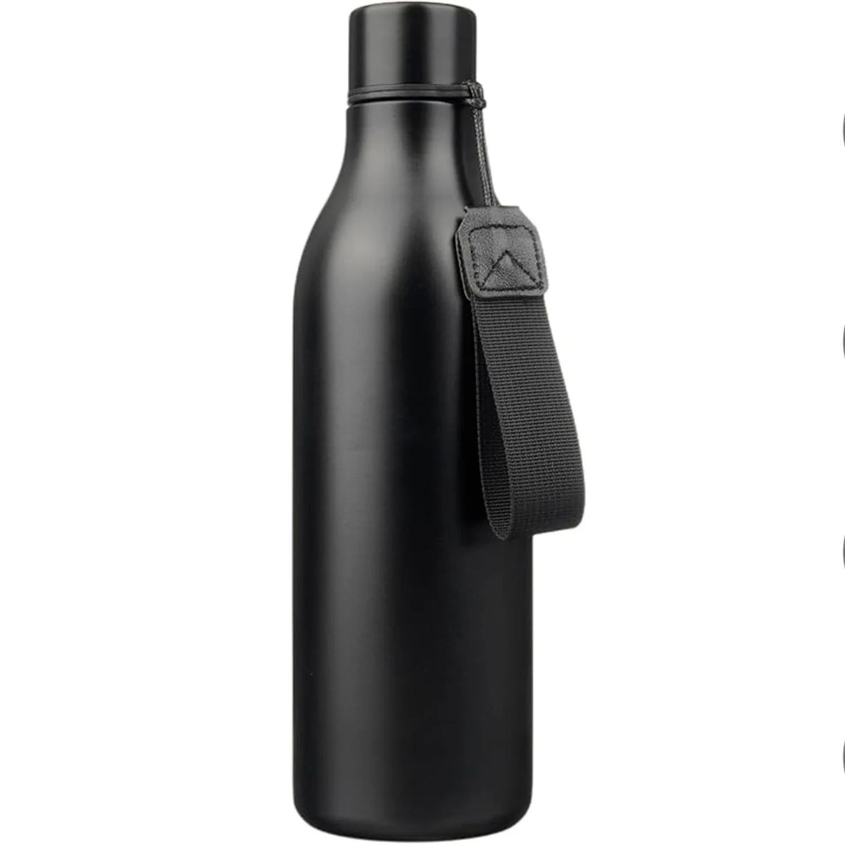 FreshH2OSource Black Insulated Water Bottle with Strap – 25oz Stainless Steel, Leak-Proof and Portable