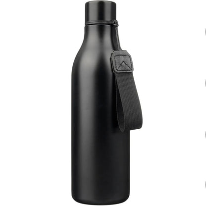 FreshH2OSource Black Insulated Water Bottle with Strap – 25oz Stainless Steel, Leak-Proof and Portable